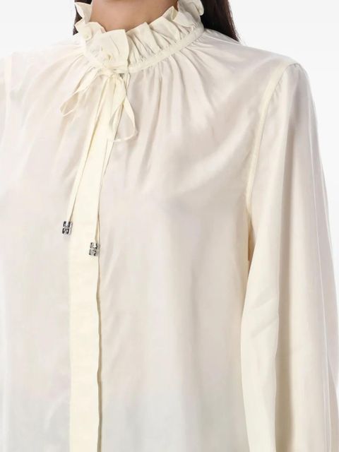 GANNI ruffled tie shirt - Neutrals