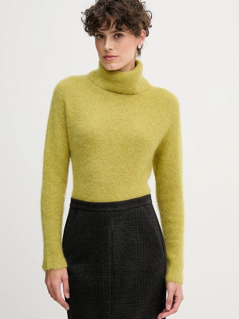 Sandro Ferrone sweter z dodatkiem alpaki damski kolor zielony z golfem S9YBFNOME - zdjęcie produktu nr 1