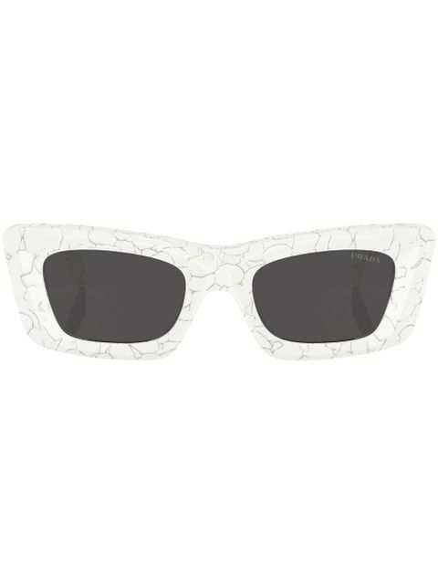 Prada Eyewear marble-print rectangular-frame sunglasses - White - zdjęcie produktu nr 1