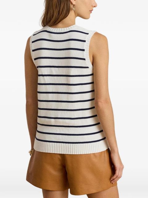 Lauren Ralph Lauren striped sleeveless sweater - White