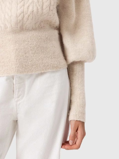 AllSaints sweter z dodatkiem alpaki damski kolor brązowy z półgolfem W090KD