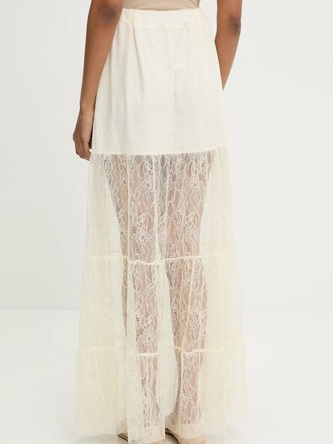 Answear.LAB spódnica kolor beżowy maxi rozkloszowana