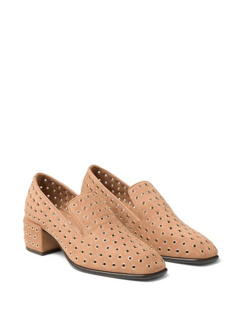Jimmy Choo Eliot metal-eyelet heeled loafers - Neutrals