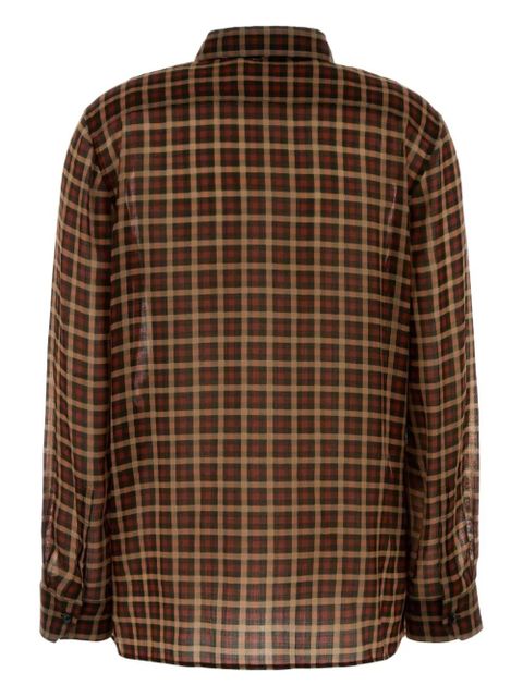 Saint Laurent Cassandre embroidered plaid shirt - Brown - zdjęcie produktu nr 2