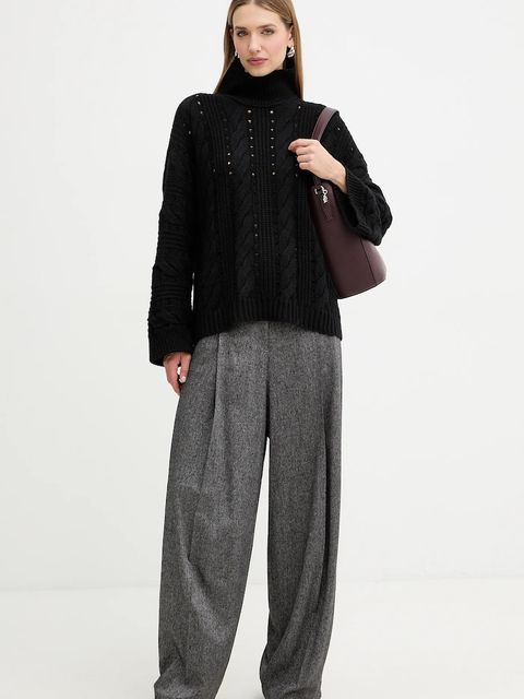 Twinset sweter z wełną damski kolor czarny ciepły z golfem 252TT3101 - zdjęcie produktu nr 2