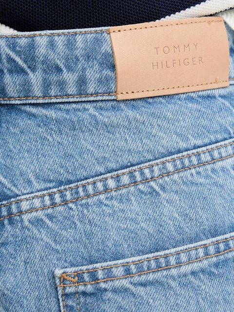 Tommy Hilfiger jeansy z domieszką lnu damskie kolor niebieski WW0WW46792