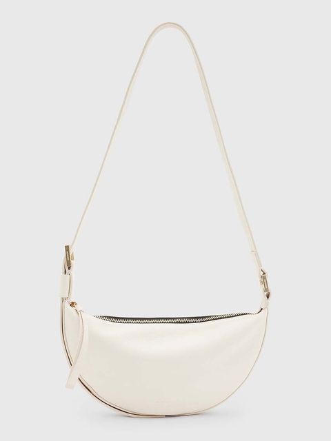 AllSaints torebka skórzana HALF MOON kolor biały W301XB - zdjęcie produktu nr 1