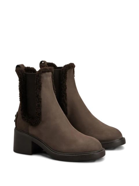 Tod's faux-fur trim Chelsea boots - Brown - zdjęcie produktu nr 2