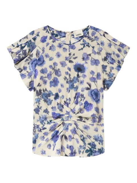 ISABEL MARANT Tullya knotted floral top - Neutrals - zdjęcie produktu nr 1
