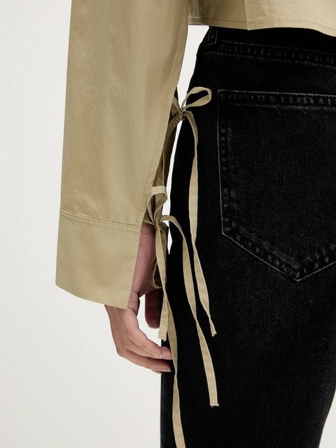 Karl Lagerfeld Jeans koszula bawełniana damska kolor beżowy regular z kołnierzykiem klasycznym B1W11027