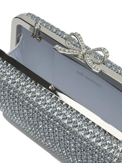 Self-Portrait crystal-embellished clutch bag - Silver