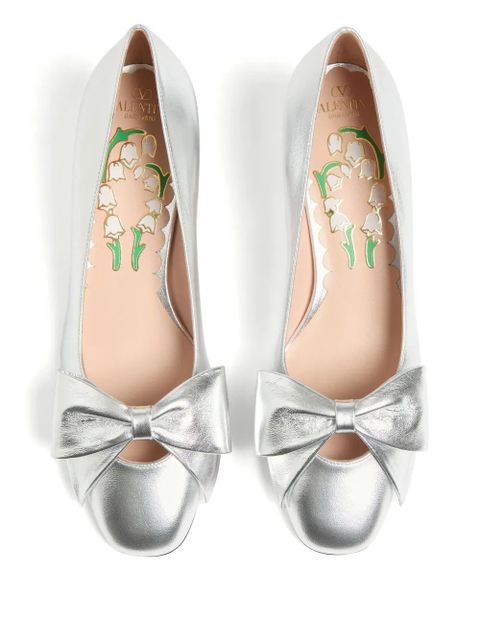 Valentino Garavani 45mm Bowow leather pumps - Silver