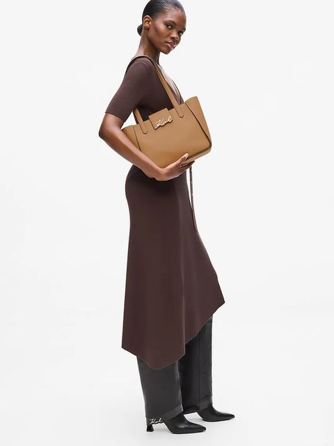 Karl Lagerfeld torebka skórzana K/SIGNATURE kolor brązowy A4W30066