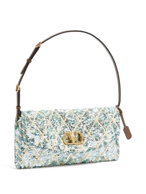 Valentino Garavani DeVain small shoulder bag with rhombelle embroidery - Blue