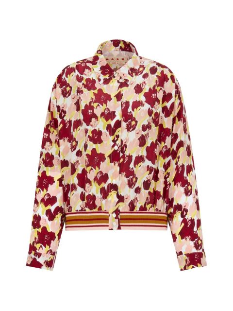 Marni floral striped silk shirt - Red - zdjęcie produktu nr 1