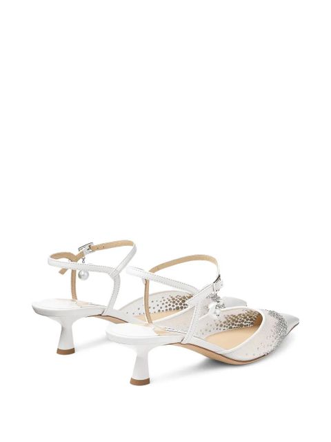 Jimmy Choo 45mm Aren crystal-embellished pumps - White