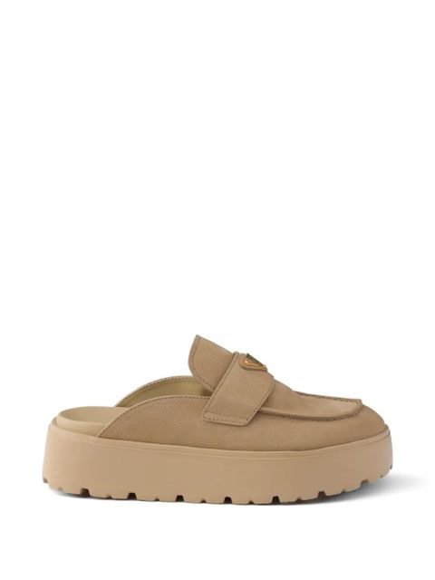 Prada nubuck flatform mules - Neutrals - zdjęcie produktu nr 1