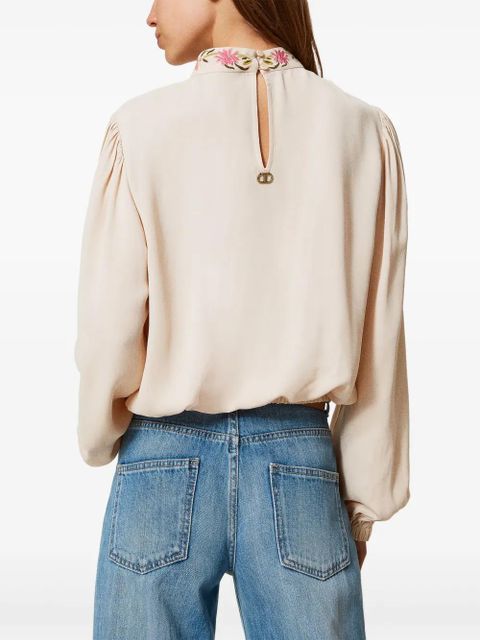TWINSET floral-embroidered blouse - Neutrals