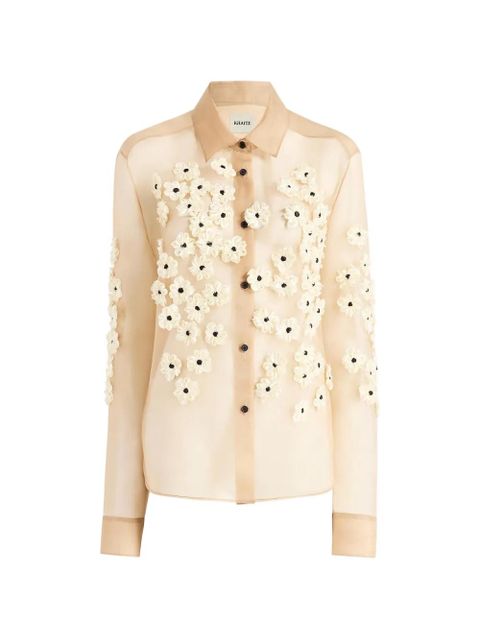 KHAITE Argo floral-embellished shirt - Neutrals - zdjęcie produktu nr 1