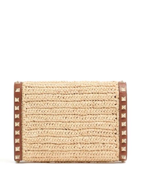 Valentino Garavani mini rockstud raffia bag - Neutrals
