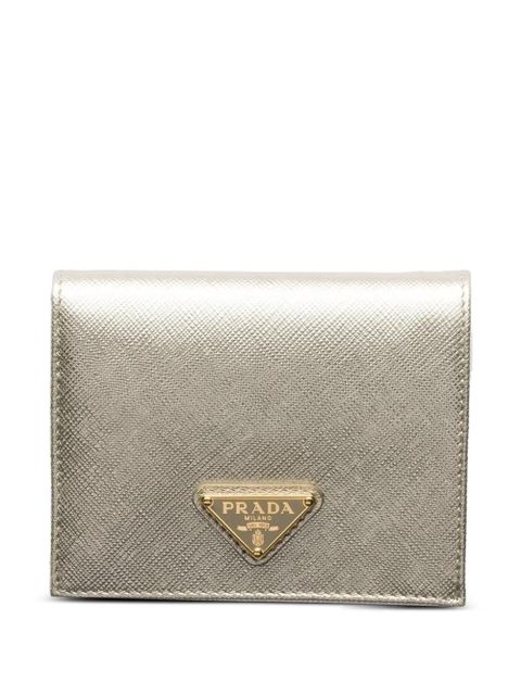 Prada small triangle-logo leather wallet - Gold - zdjęcie produktu nr 1