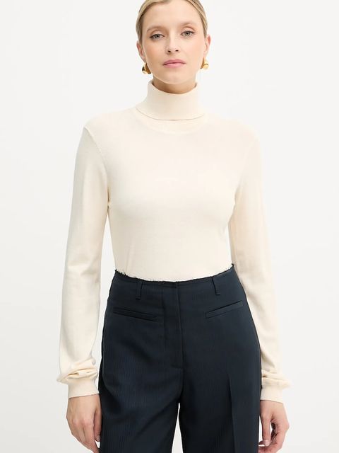 Silvian Heach sweter SESIN damski kolor beżowy lekki z golfem GPA25036LU - zdjęcie produktu nr 1