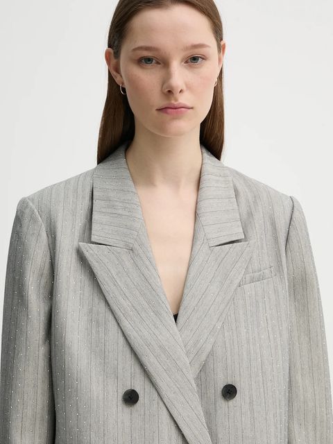 MUNTHE marynarka SAIMAI kolor szary jednorzędowa wzorzysta 244151224410