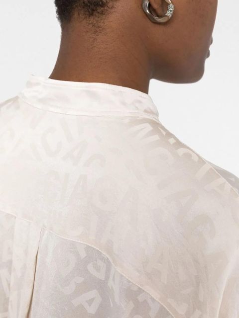 Balenciaga logo-jacquard twisted swing blouse - Neutrals