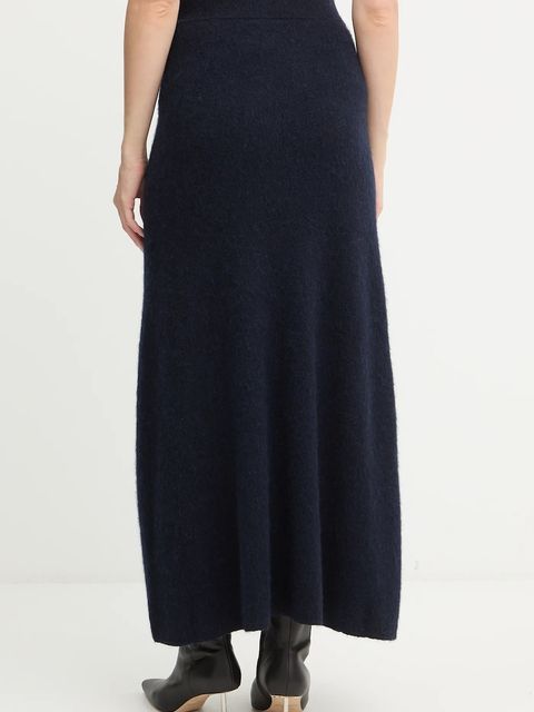 BOSS Orange spódnica z domieszką wełny kolor granatowy maxi rozkloszowana 50548955