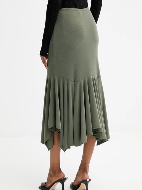 Guess spódnica KENZIE kolor zielony midi rozkloszowana W5YD85 KCTB2