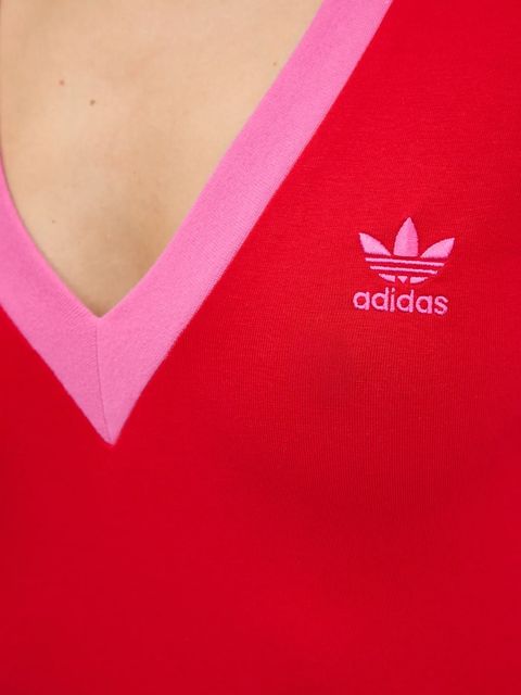 adidas Originals sukienka Maxi Dress V kolor czerwony maxi dopasowana JW3668