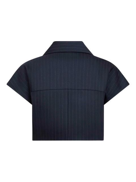 KHAITE zip-up wide-collar shirt - Blue - zdjęcie produktu nr 2