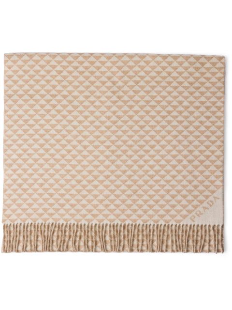 Prada jacquard-logo wool-cashmere stole - Neutrals - zdjęcie produktu nr 1