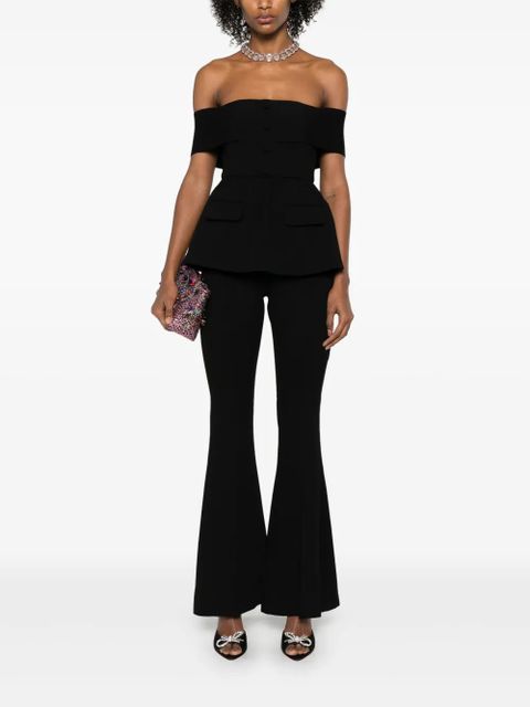 Self-Portrait crepe off-shoulder jumpsuit - Black