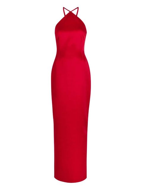 Solace London Fern halterneck satin maxi dress - Red - zdjęcie produktu nr 1