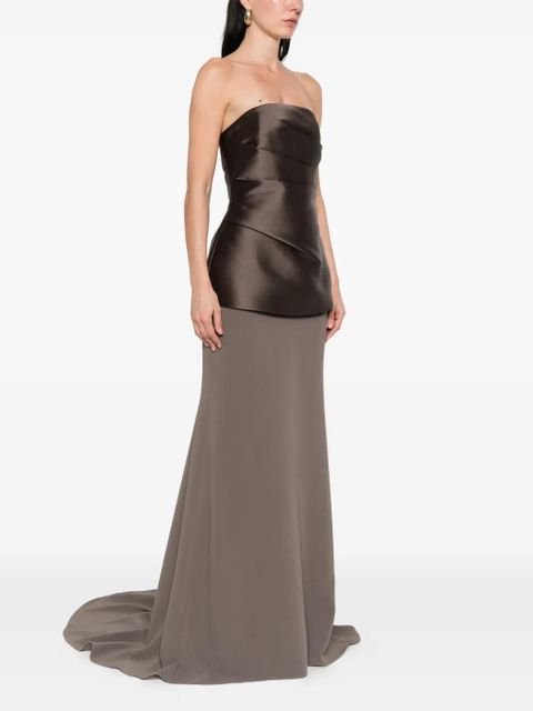 Solace London Allia draped strapless maxi dress - Brown