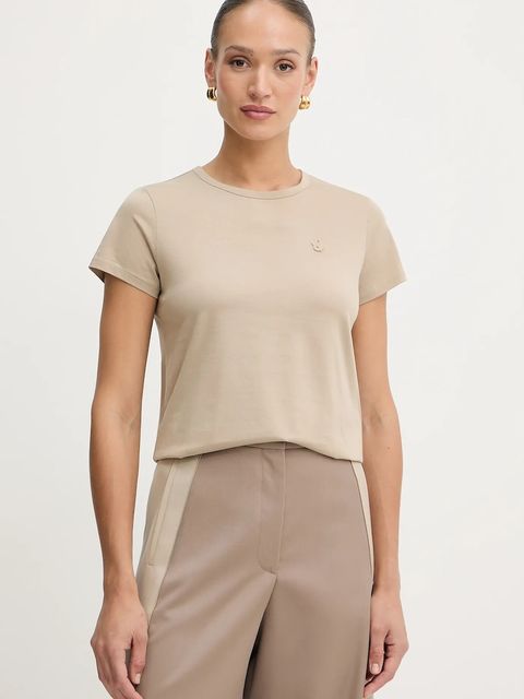 BOSS t-shirt bawełniany damski kolor beżowy 50545671 - zdjęcie produktu nr 1