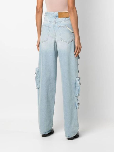 Off-White bleach multipocket cargo jeans - Blue