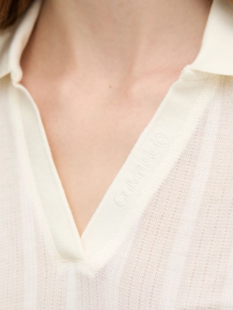 Calvin Klein Jeans polo damski kolor beżowy LV047C210G