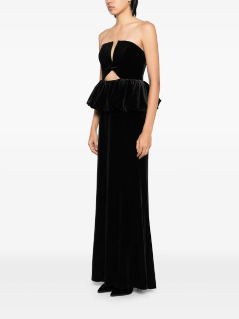 Self-Portrait Velvet Peplum maxi dress - Black