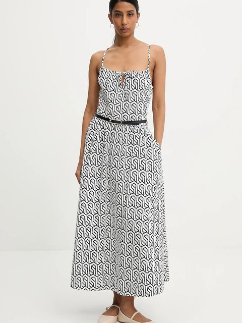 Answear.LAB sukienka bawełniana kolor biały maxi rozkloszowana - zdjęcie produktu nr 1