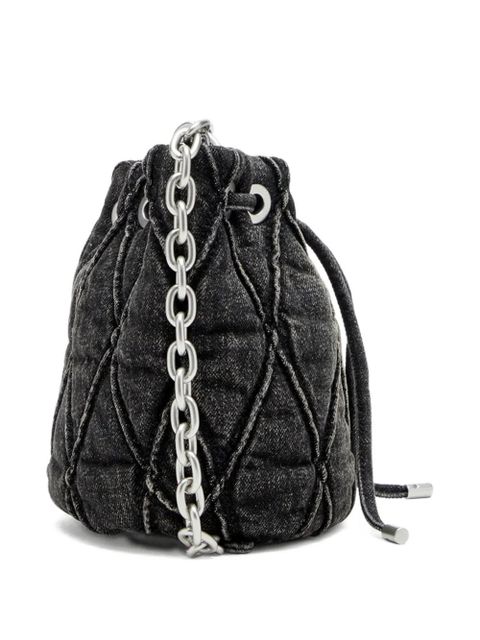 Diesel small CHARM-D quilted chain bucket bag - Black