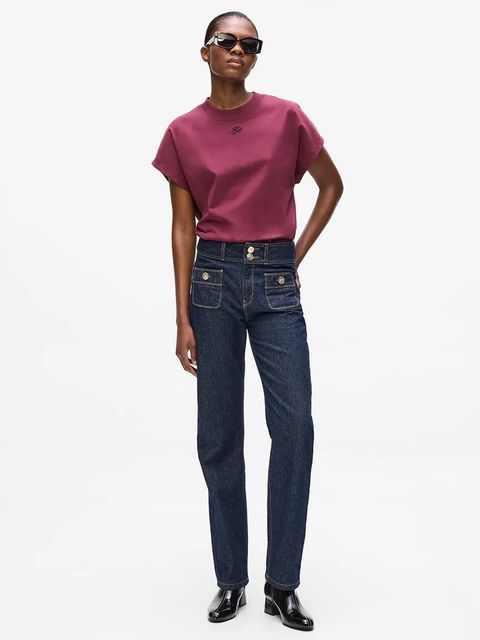 Karl Lagerfeld jeansy bawełniane damskie kolor granatowy A4W10093