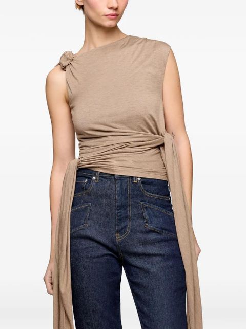 GANNI knot detail sleeveless top - Neutrals
