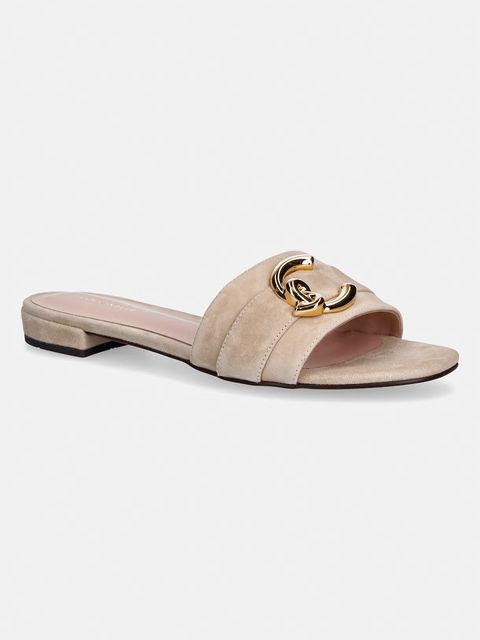 Coccinelle klapki na płaskim obcasie damskie zamszowe - zdjęcie produktu nr 2