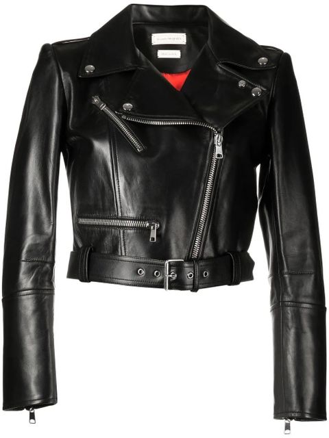 Alexander McQueen cropped leather jacket - Black - zdjęcie produktu nr 1