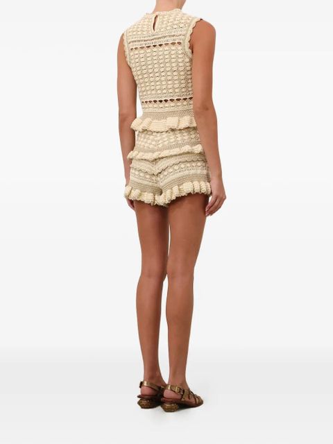 ZIMMERMANN Wanderlust crochet ruffled top - Neutrals