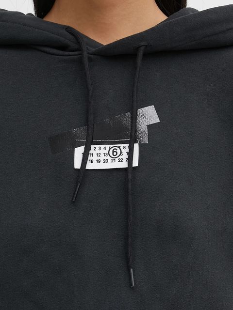 MM6 Maison Margiela bluza bawełniana damska kolor czarny z kapturem gładka S62GU0142.M25024.899 - zdjęcie produktu nr 2