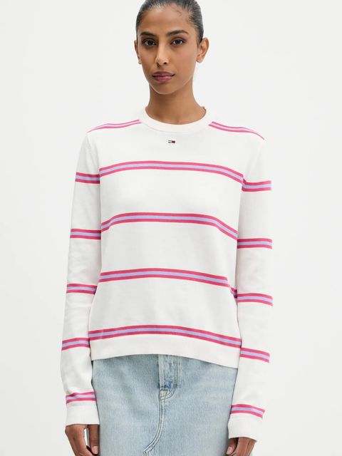 Tommy Jeans sweter bawełniany kolor biały lekki DW0DW20159 - zdjęcie produktu nr 1