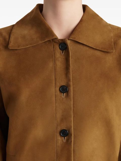 KHAITE Sue suede cropped jacket - Brown